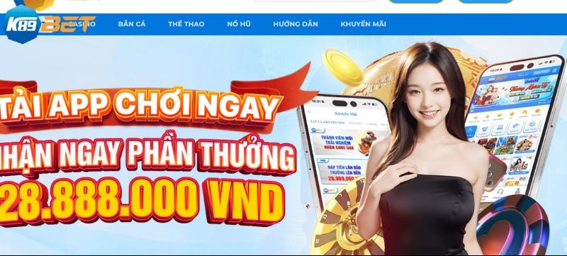 Giao diện k89bet hiện đại, bắt mắt 